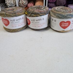 Red Heart Mélange Roll With It Yarn Bundle- Set Of Three